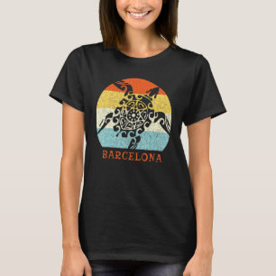 T-shirt Barcelone Espagne Vintage Retro Turtle Européen Va