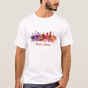 T-shirt Barcelone skyline in watercolor
