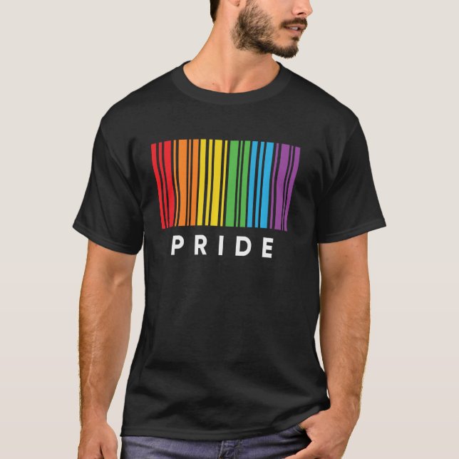T-shirt Barcode Bisexual Pride Lgbt Lesbian Gay Drapeau (Devant)