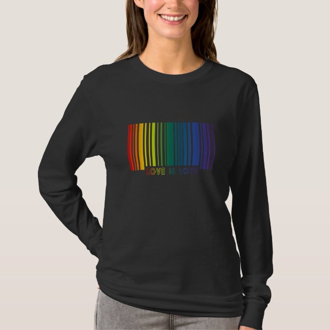 T-shirt Barcode Love Is Love LGBT Pride (Devant)