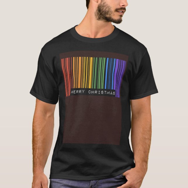 T-shirt Barcode Merry Christmas Gay Pride Flag LGBTQ Queer (Devant)