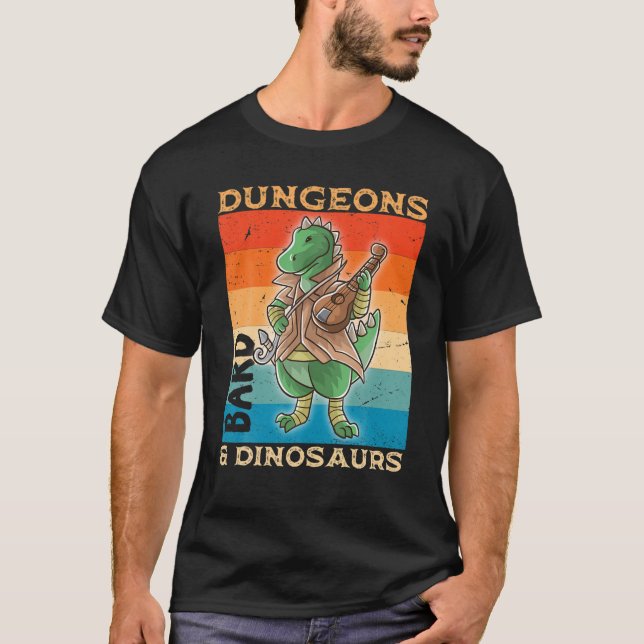 T-shirt Bard Dungeons Et Dinosaures Dinosaur Jeu Nerd RPG (Devant)