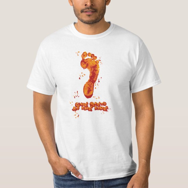 T-Shirt BareFoot Design-One step at the time-Red (Devant)