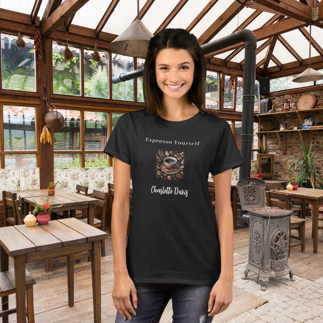 T-shirt Barista black brown tasse café fèves nom citation (Créateur téléchargé)