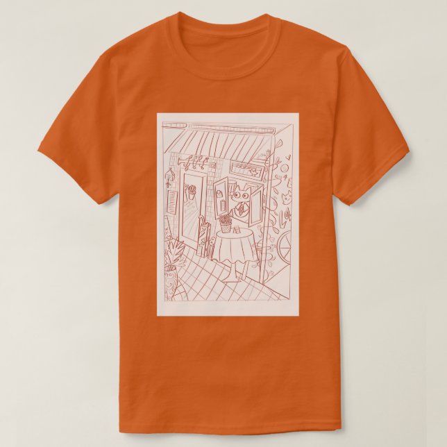 T-shirt Barista chat sans couleur (Design devant)