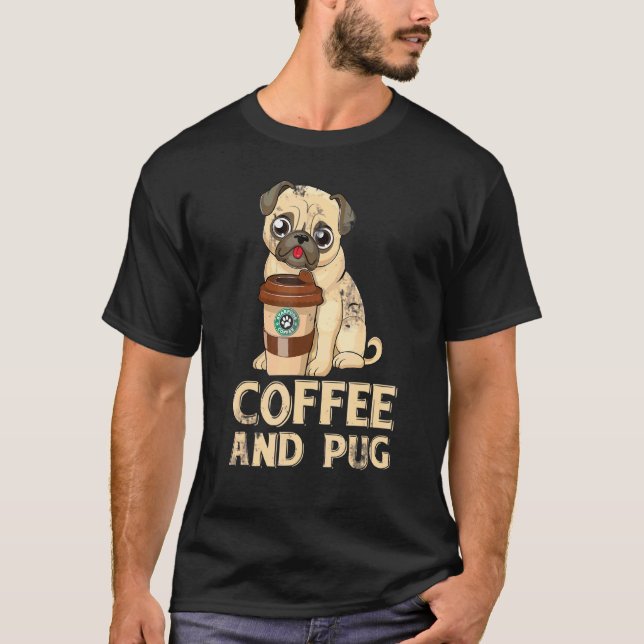 T-shirt Barista de café Pug (Devant)