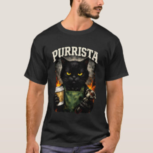 T-shirt Barista Drôle Purrista Chat Pun Félin Amateur de C