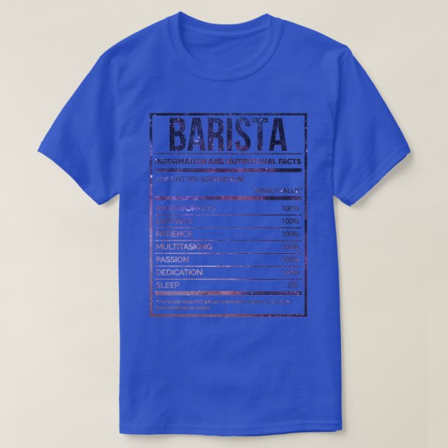T-shirt Barista Funny Baristas Nutrition Étiquette 1 (Design devant)