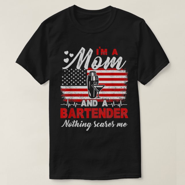 T-shirt Barista Ix27m Une Maman Et Un Bartender Rien N'A P (Design devant)