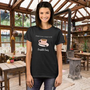 T-shirt Barista noir blanc tasse café nom citation