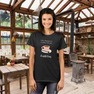 T-shirt Barista noir blanc tasse café nom citation
