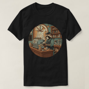 T-shirt Barista Raton laveur - Café vintage cosy