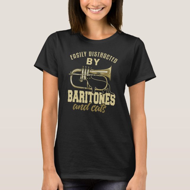 T-shirt Baritone Funny Amoureux des chats Marching Band Ba (Devant)