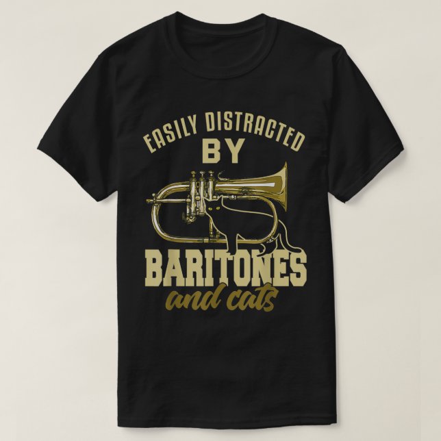 T-shirt Baritone Shirt Funny Amoureux des chats Marching B (Design devant)