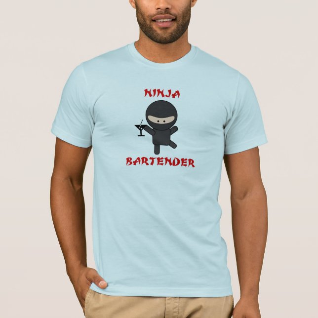T-shirt Barman de Ninja tenant Martini (Devant)