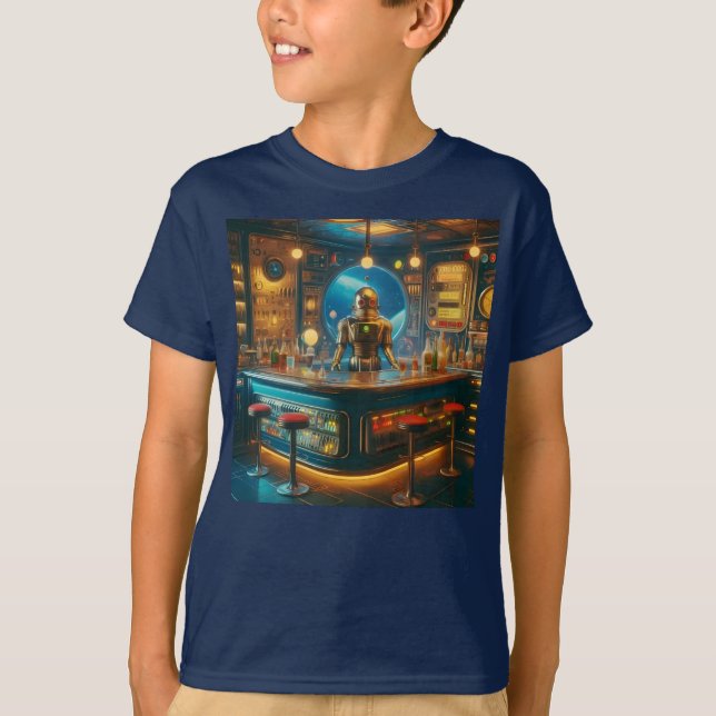T-shirt Barman Robot dans le bar interstellaire de l'ère s (Devant)