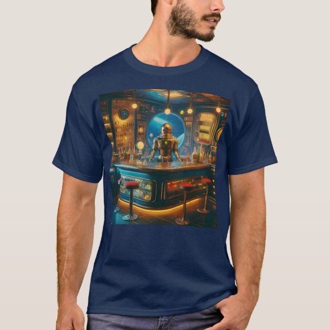 T-shirt Barman Robot dans un Bar Interstellaire de l'Ère S (Devant)