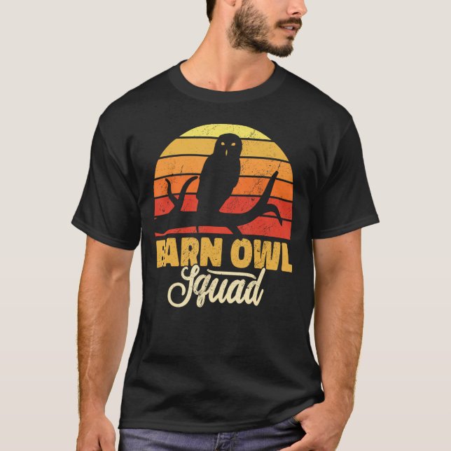 T-shirt Barn Owl Squad ornithologie hiboux de grange rétro (Devant)