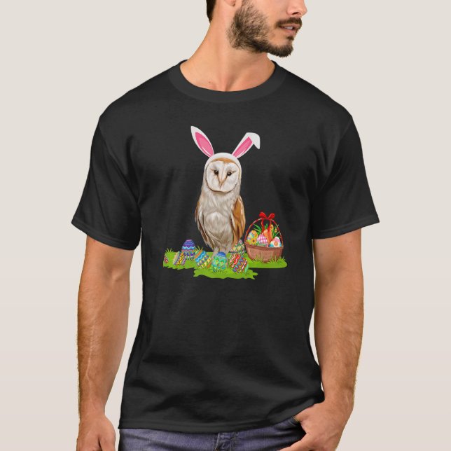 T-shirt Barne Chouette Oiseau Pâques Chasse aux oeufs Bunn (Devant)