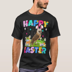 T-shirt Barne Owl Bird Happy Pâques Bunny Barn Owl Pâques
