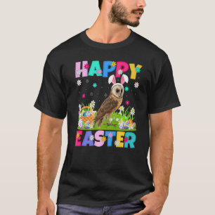 T-shirt Barne Owl Bird Happy Pâques Bunny Barn Owl Pâques
