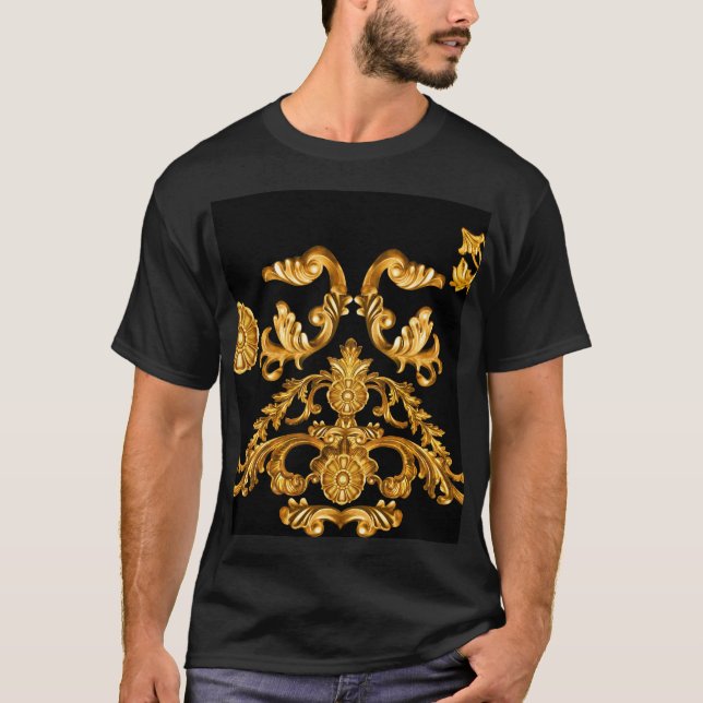 T-shirt Baroque d'or, éléments ornementaux. (Devant)