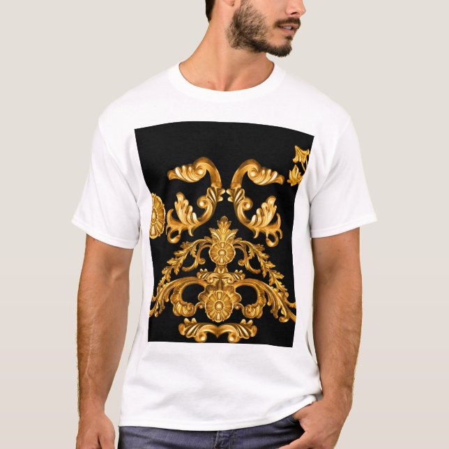 T-shirt Baroque d'or, éléments ornementaux. (Devant)