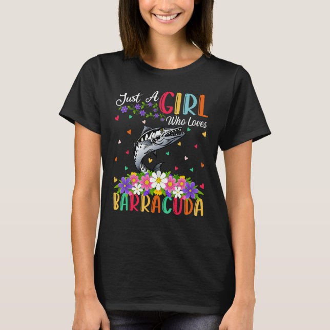 T-shirt Barracuda Poisson Juste Une Fille Qui Aime Barracu (Devant)