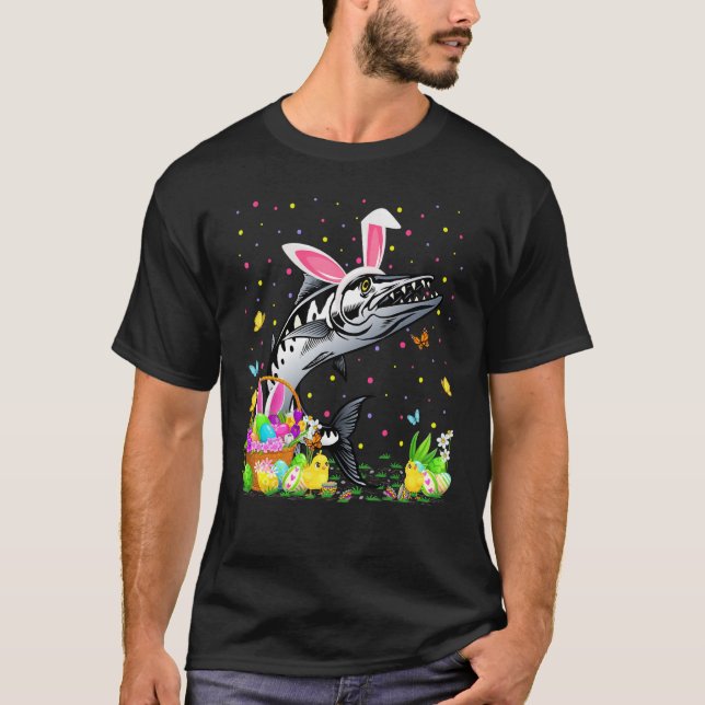 T-shirt Barracuda Poisson Pâques Chasse aux oeufs Bunny Ba (Devant)