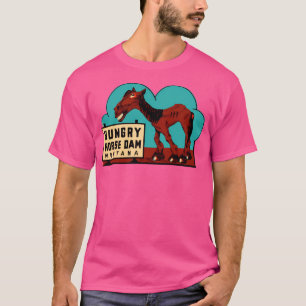 T-shirt Barrage à cheval affamé Montana Décal Vintage voya