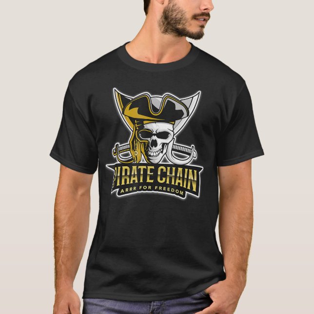 T-shirt Barrage De Chaîne Pirate Pour Liberté Crypto Devis (Devant)