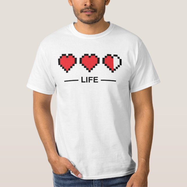 T-shirt barre de la vie 8bit (Devant)