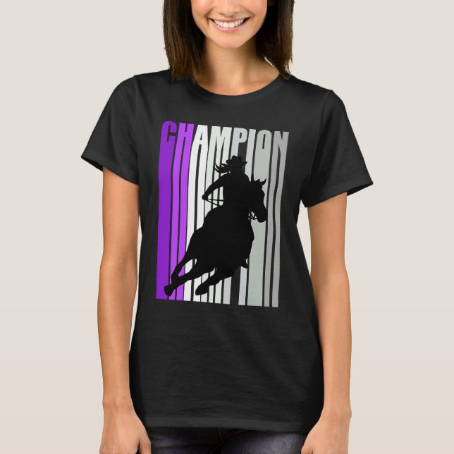 T-shirt Barrel Racing Champion Horse Riding Purple Cowgirl (Devant)