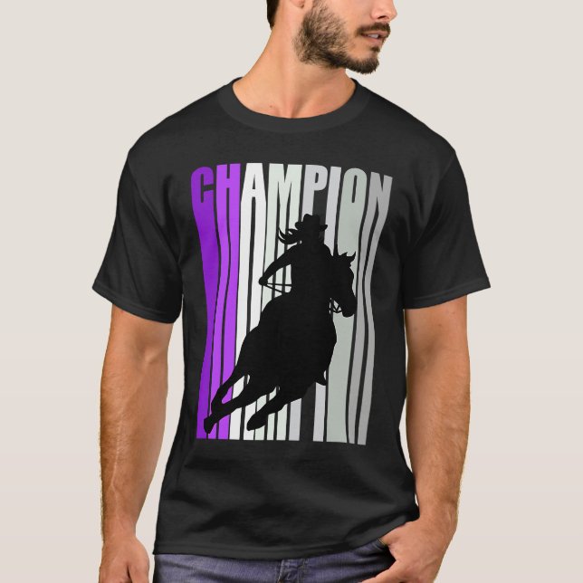 T-shirt Barrel Racing Champion Horse Riding Purple Cowgirl (Devant)