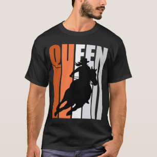 T-shirt Barrel Racing Queen Rodeo Femmes Cowgirls Retro Or