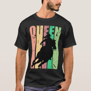 T-shirt Barrel Racing Queen Rodeo femmes Cowgirls Retro Vi