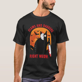 T-shirt Barres Et Dagues Chat Noir Chat Chauve Chauve Chau