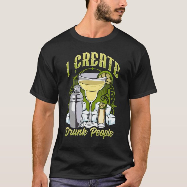 T-shirt Bartender Bar For Barman I Create DrunPeople (Devant)