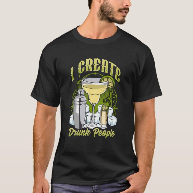 T-shirt Bartender Bar For Barman I Create DrunPeople (Devant)