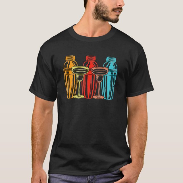 T-shirt Bartender Cocktails Shaker Alcohol Spirits Party D (Devant)
