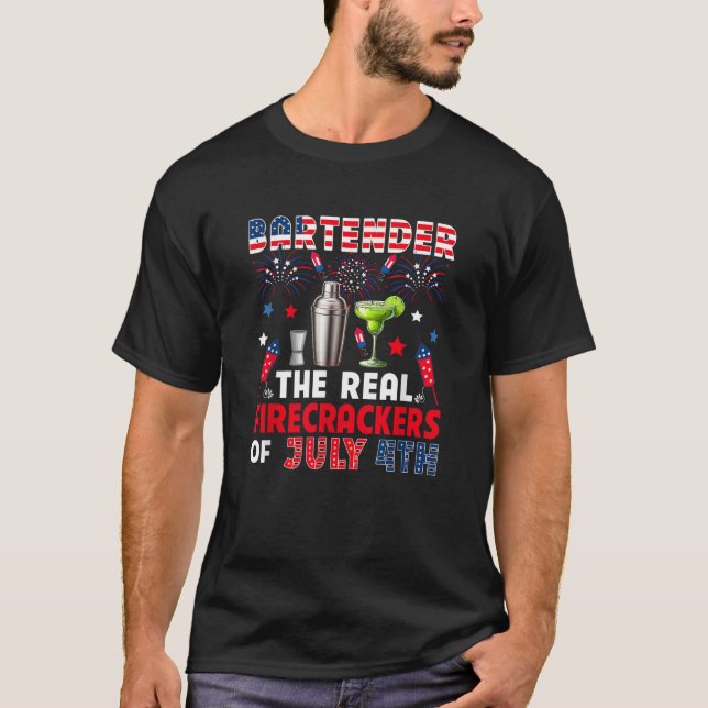 T-shirt Bartender Funny Plaisanteries De 4 juillet P (Devant)
