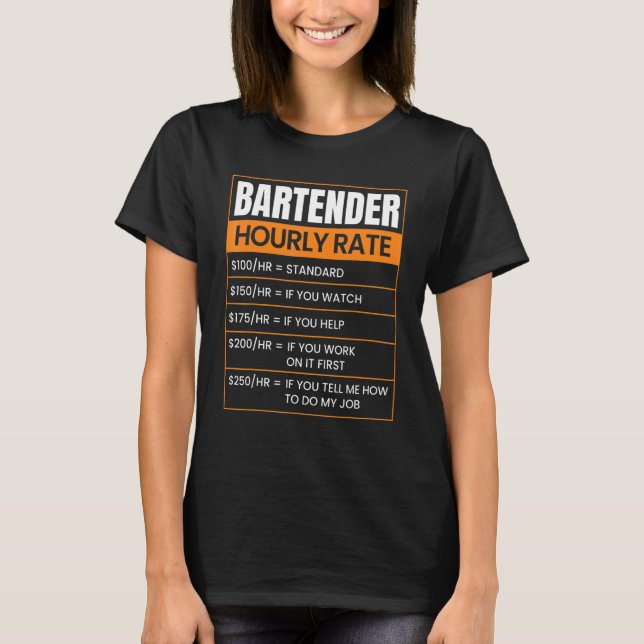 T-shirt Bartender Hourly rate Funny Job Title Profession W (Devant)
