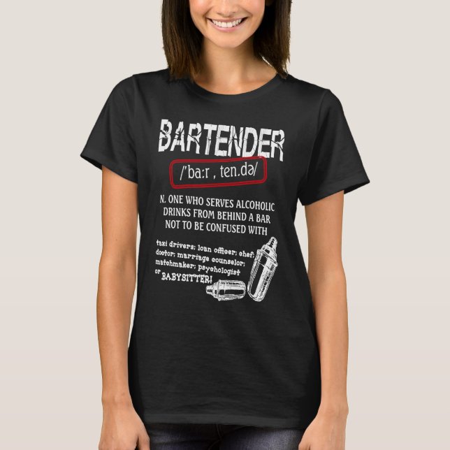 T-shirt Bartender Noun T Pour Mon Bartender T (Devant)