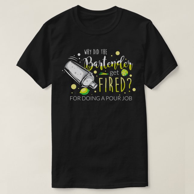 T-shirt Bartender Party Cocktail Shaker Pun 12 (Design devant)