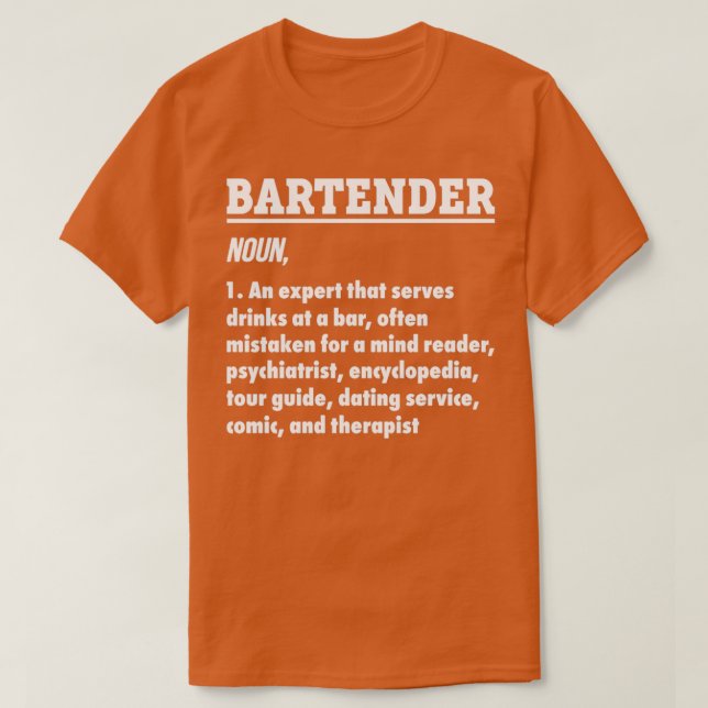 T-shirt Bartender Professionnel Bartender Cadeau Chemise B (Design devant)