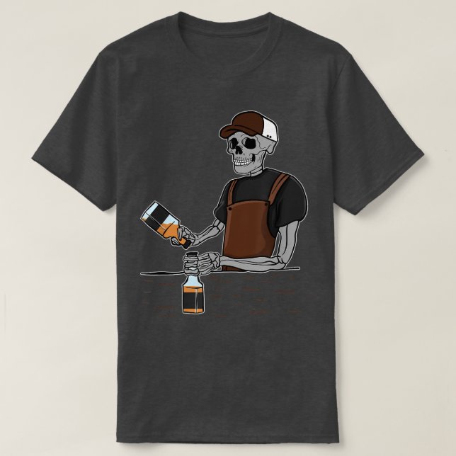 T-shirt Bartender Skeleton Mixologue Man Cocktail Fun Bar (Design devant)