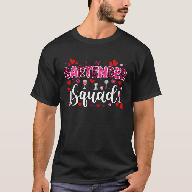 T-shirt Bartender Squad Cute Tools Hearts Costume Valentin (Devant)