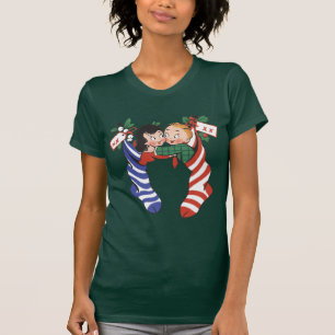 T-shirt Bas de Noël vintage avec des enfants mignons