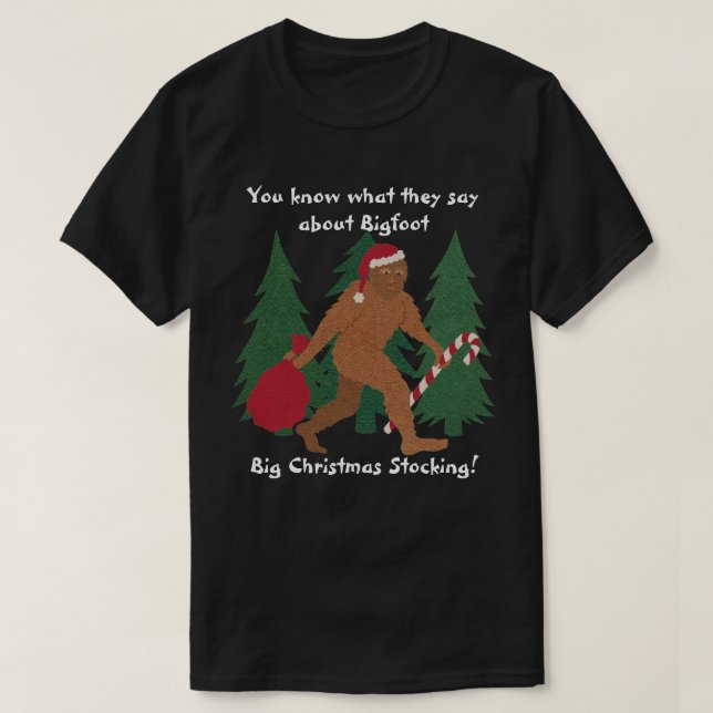 T-shirt Bas de plaisanterie de Noël de Père Noël Squatch (Design devant)