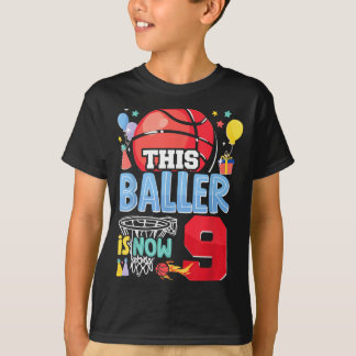 T-shirt Basball Bball 9e anniversaire Ce Baller a maintena